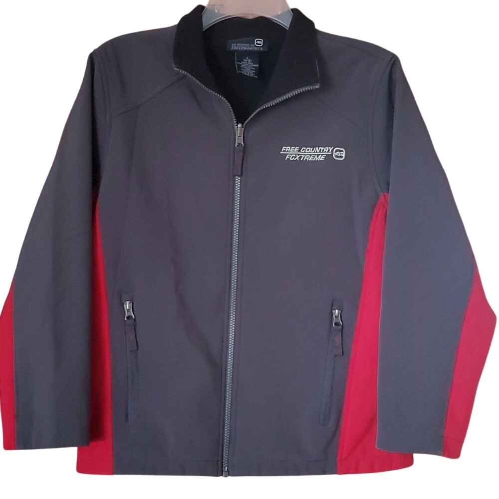 Free Country Unisex Red and Grey Water Resistant Zip‎ Jacket Size 10/12